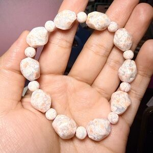 Flower Agate Nugget Bracelet Pink Agate Gemstone Bracelet Handmade